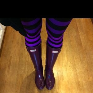 K-deer Striped Purple and Black ombre long Ellen Leggings S small EUC stripe